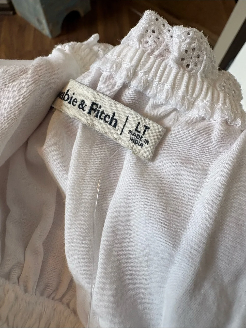 Abercrombie & Fitch White Smocked Maxi Dress sz Large Tall